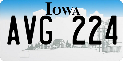 IA license plate AVG224