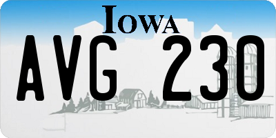 IA license plate AVG230