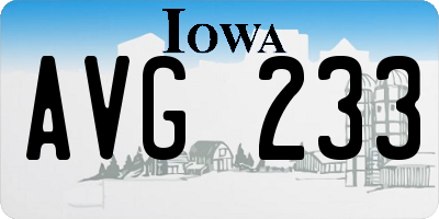 IA license plate AVG233