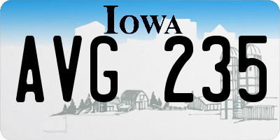IA license plate AVG235