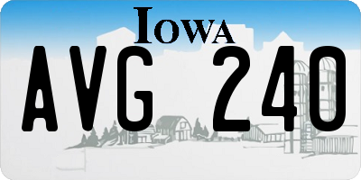 IA license plate AVG240