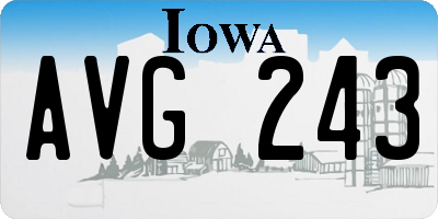 IA license plate AVG243