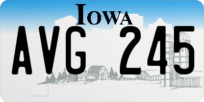 IA license plate AVG245