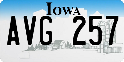 IA license plate AVG257