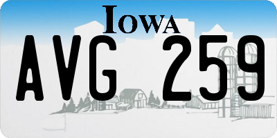 IA license plate AVG259