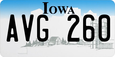 IA license plate AVG260