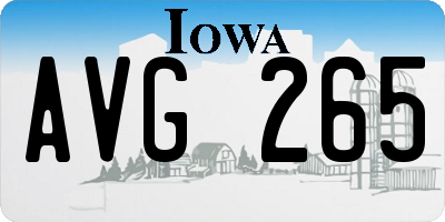 IA license plate AVG265