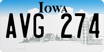 IA license plate AVG274
