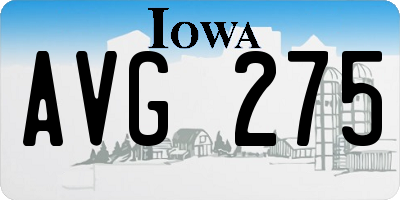 IA license plate AVG275