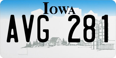 IA license plate AVG281