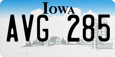 IA license plate AVG285