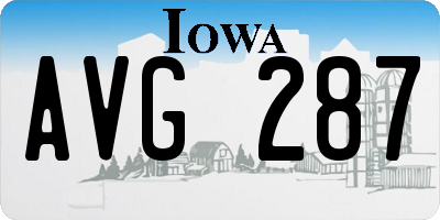 IA license plate AVG287