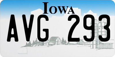 IA license plate AVG293