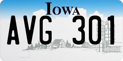 IA license plate AVG301