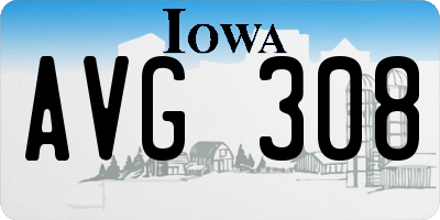 IA license plate AVG308