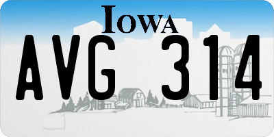 IA license plate AVG314