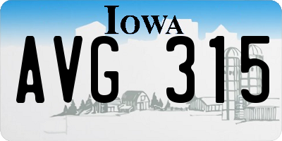 IA license plate AVG315