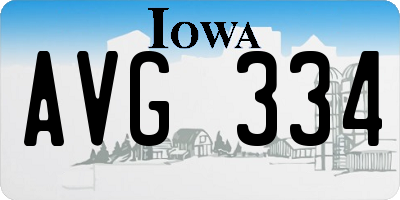 IA license plate AVG334