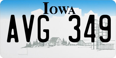 IA license plate AVG349