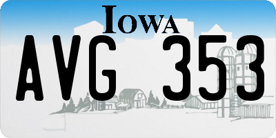 IA license plate AVG353