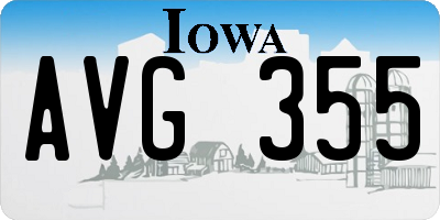 IA license plate AVG355