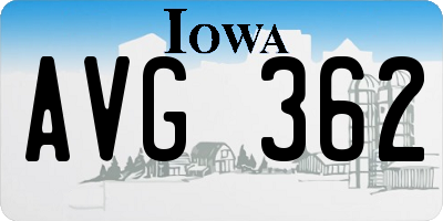 IA license plate AVG362