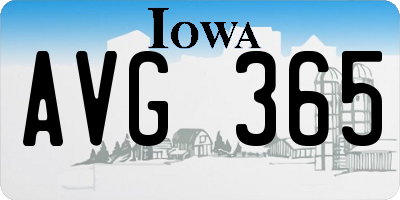 IA license plate AVG365