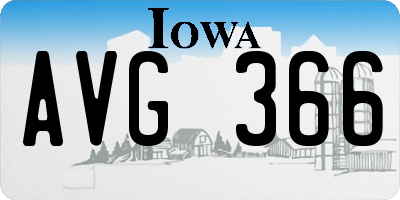 IA license plate AVG366