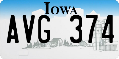 IA license plate AVG374