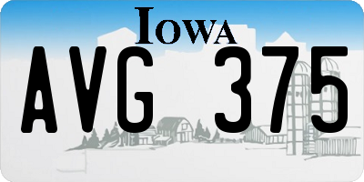 IA license plate AVG375