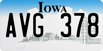 IA license plate AVG378