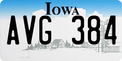 IA license plate AVG384
