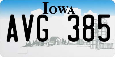 IA license plate AVG385
