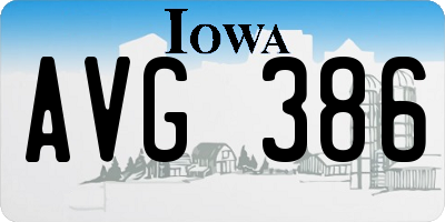 IA license plate AVG386
