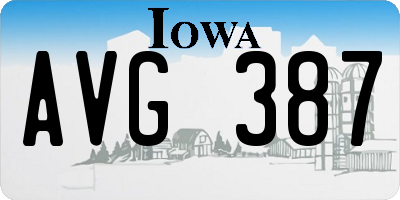 IA license plate AVG387