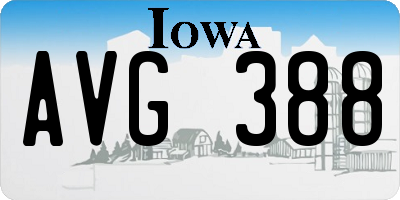 IA license plate AVG388