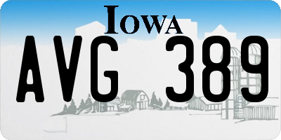 IA license plate AVG389
