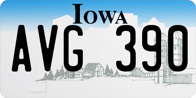 IA license plate AVG390