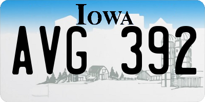 IA license plate AVG392