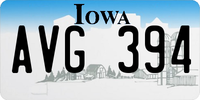 IA license plate AVG394