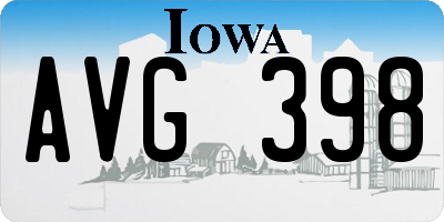 IA license plate AVG398