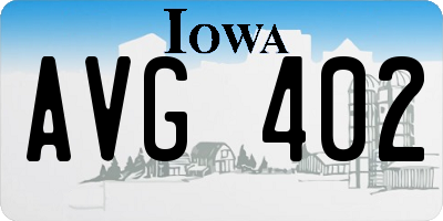 IA license plate AVG402