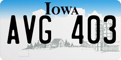 IA license plate AVG403