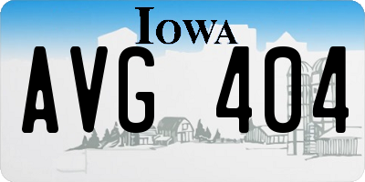IA license plate AVG404
