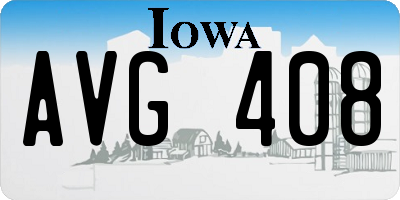 IA license plate AVG408