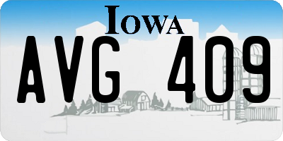 IA license plate AVG409