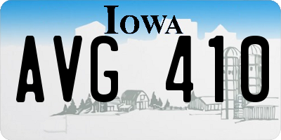 IA license plate AVG410