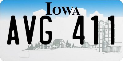 IA license plate AVG411