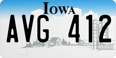 IA license plate AVG412