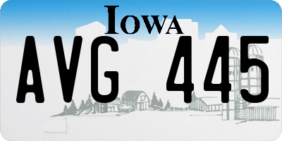 IA license plate AVG445